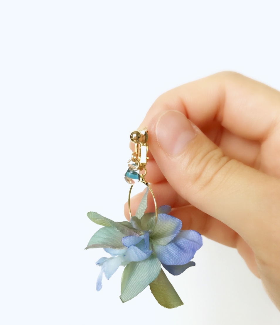 フラワードロップピアス「sea」